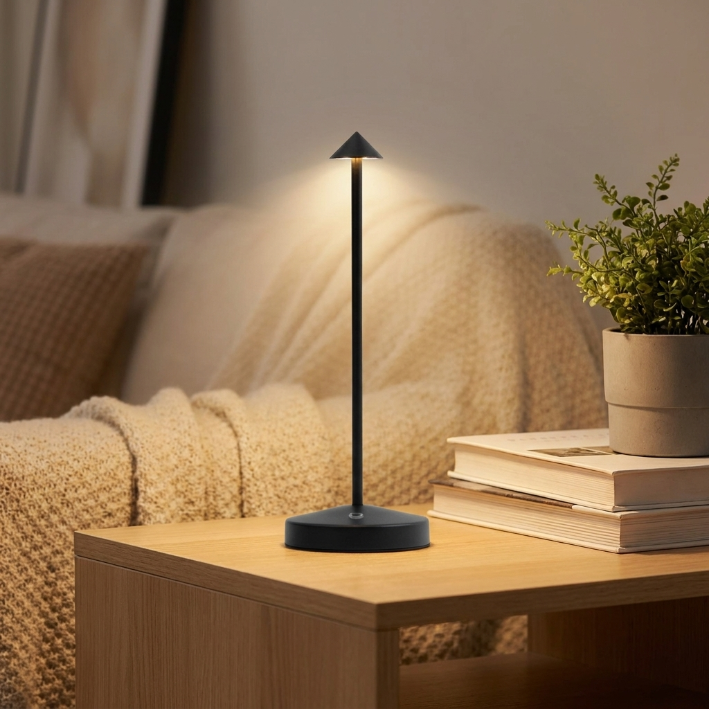 Black cordless table lamp