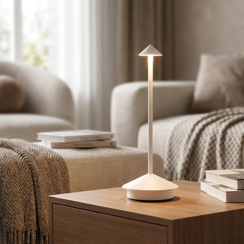 White cordless table lamp