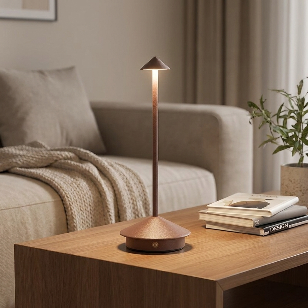 Brown cordless table lamp
