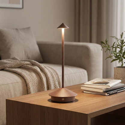 Brown cordless table lamp