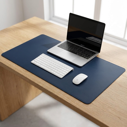 Dark blue PU desk mat
