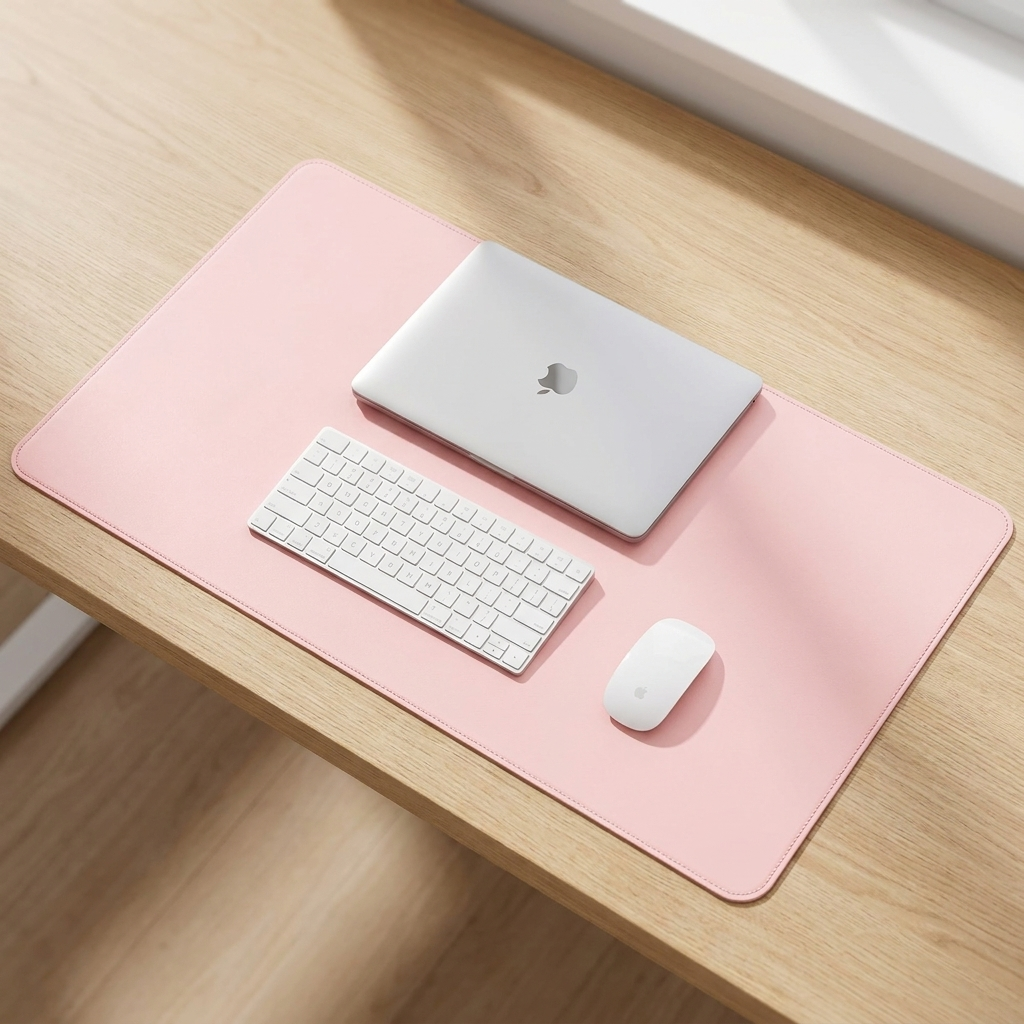 Light pink PU desk mat