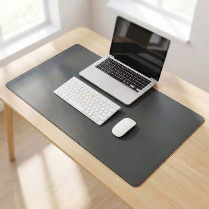 Dark gray PU desk mat