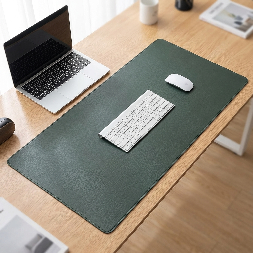 Dark Green — PU Leather Desk Mat