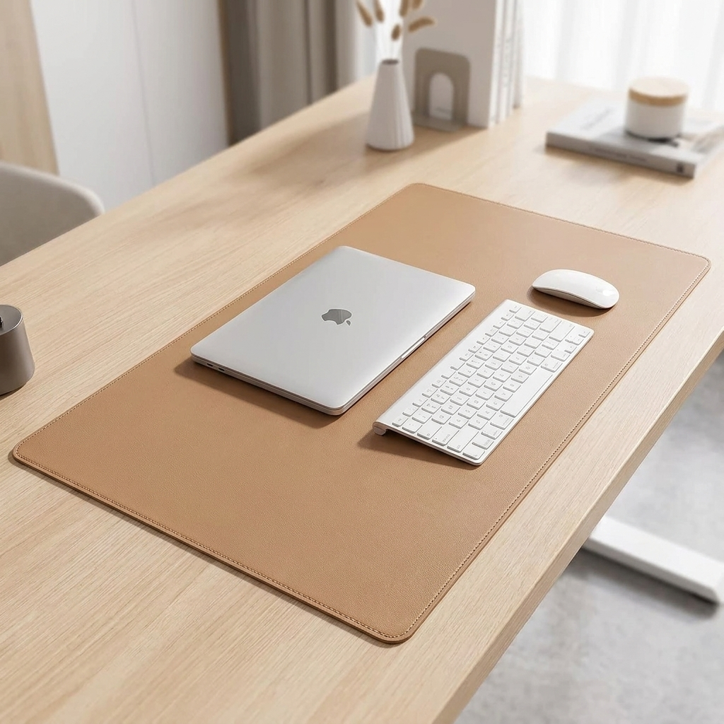 Khaki PU desk mat