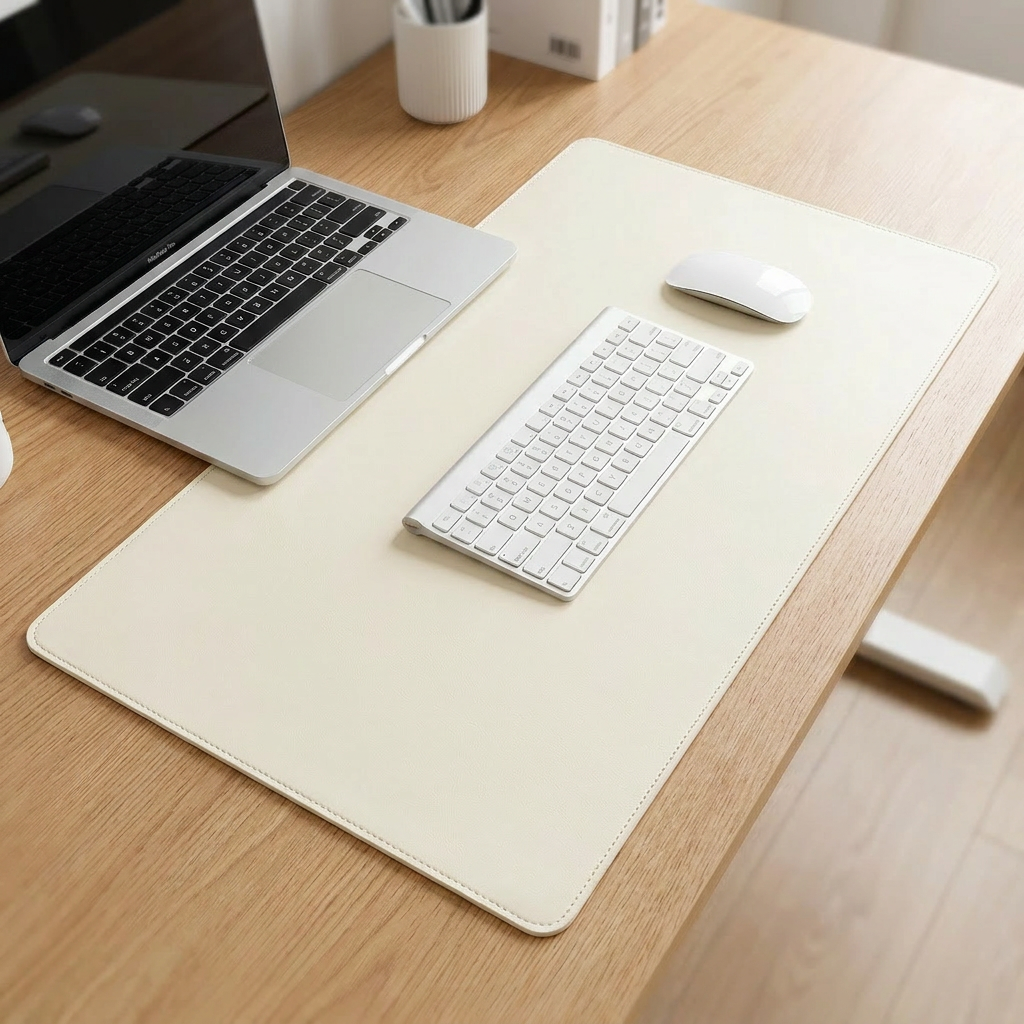 Cream — PU Leather Desk Mat