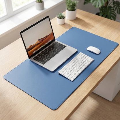 Sea blue PU desk mat