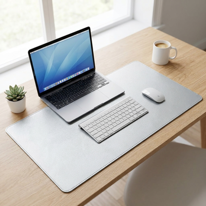 Silver — PU Leather Desk Mat