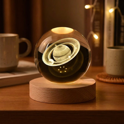 Saturn crystal ball lamp