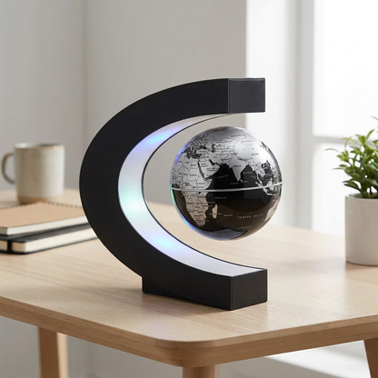 Silver floating globe lamp