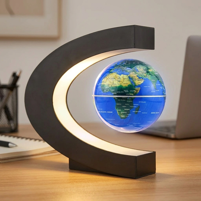 Blue floating globe lamp