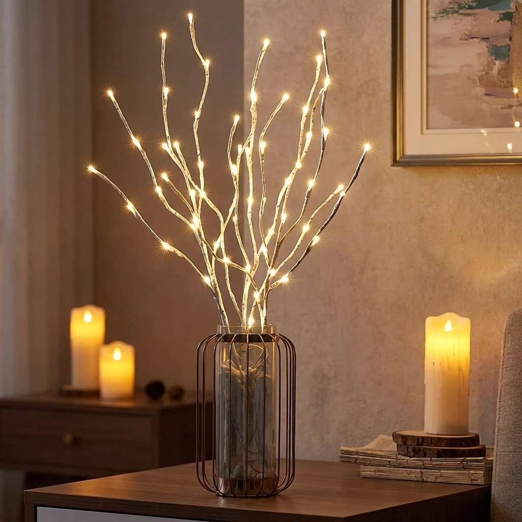 Warm white birch fairy lights