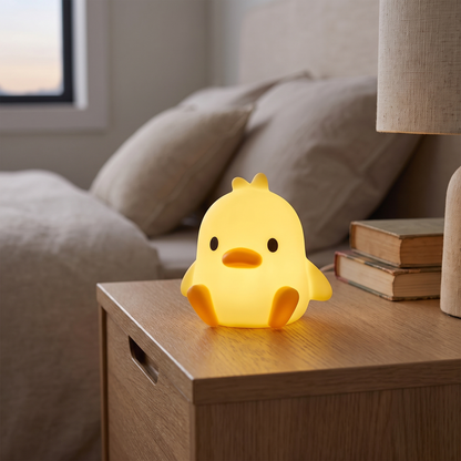 Duck LED Night Light on a bedside nightstand