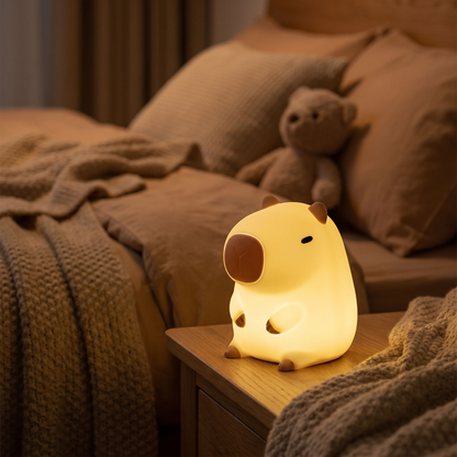Capybara Silicone LED Night Light in a bedroom