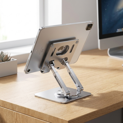 Silver 360 rotating aluminium tablet stand