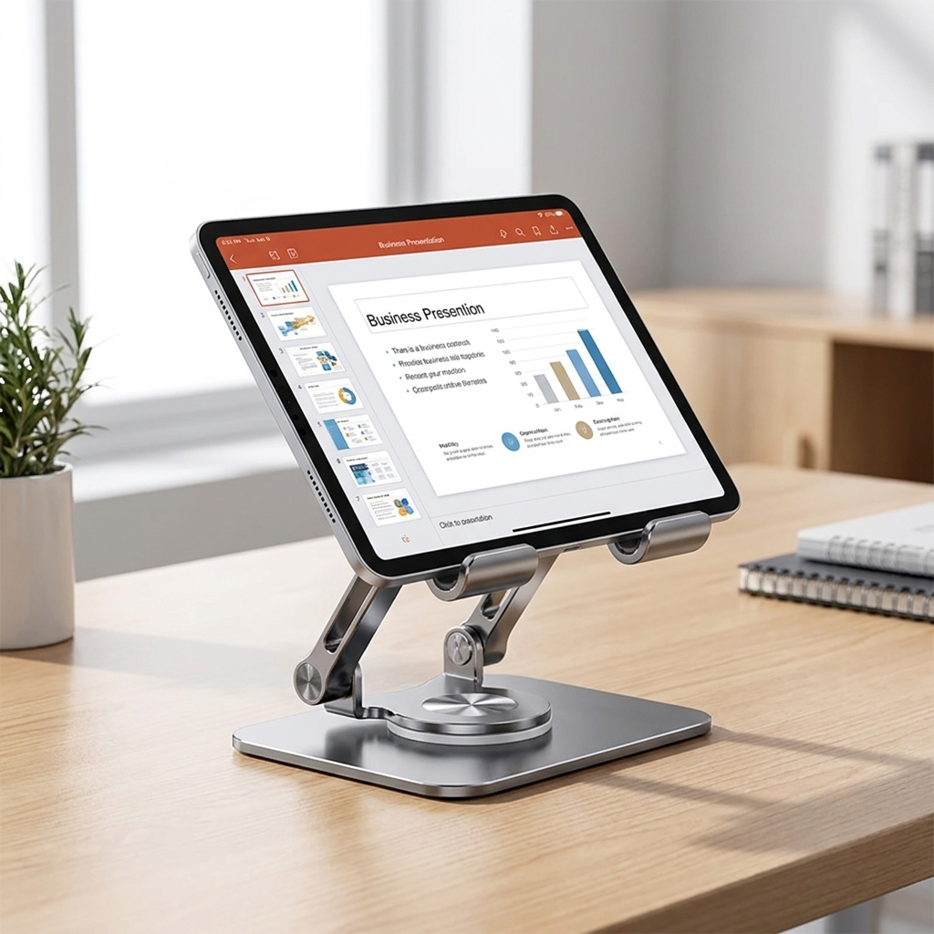 Grey 360 rotating aluminium tablet stand