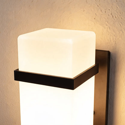 Contemporary Outdoor Wall Light Wall Mounted Metal Frame Glass Shade IP65 Waterproof LED