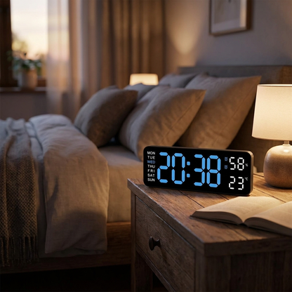 LED digital alarm clock WBL on a nightstand