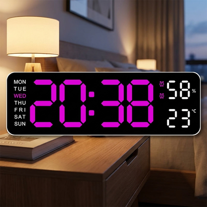 LED digital alarm clock WRR on a nightstand