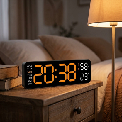 LED digital alarm clock BO on a nightstand
