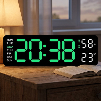 LED digital alarm clock BG on a nightstand