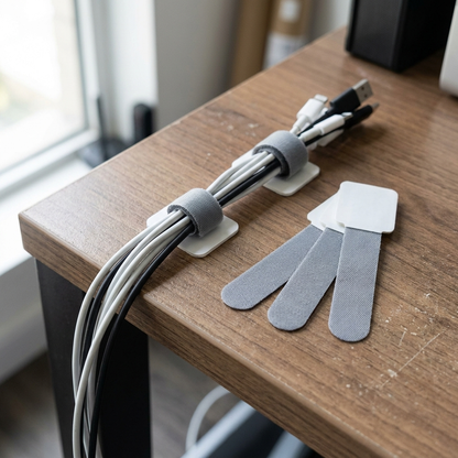 Gray reusable cable ties, 10-pack, bundling cables