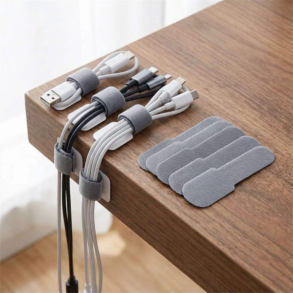 Gray reusable cable ties, 20-pack, bundling cables