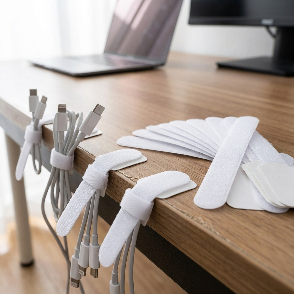 White reusable cable ties, 20-pack, bundling cables