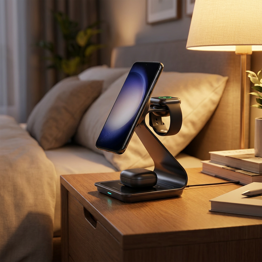 3-in-1 magnetic charger black charging devices