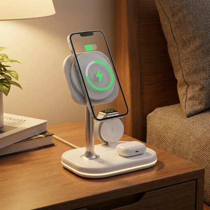 3-in-1 MagSafe charging stand accent light variant 2 on a nightstand