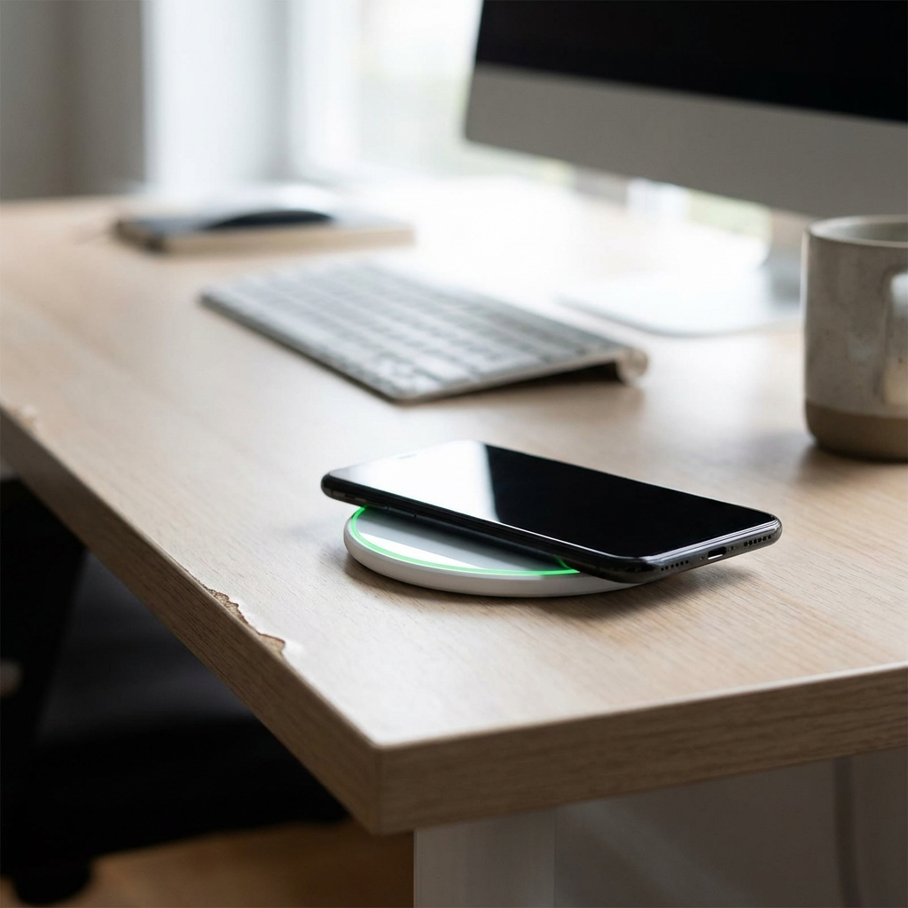 Wireless charging pad ALYNIC on a desk