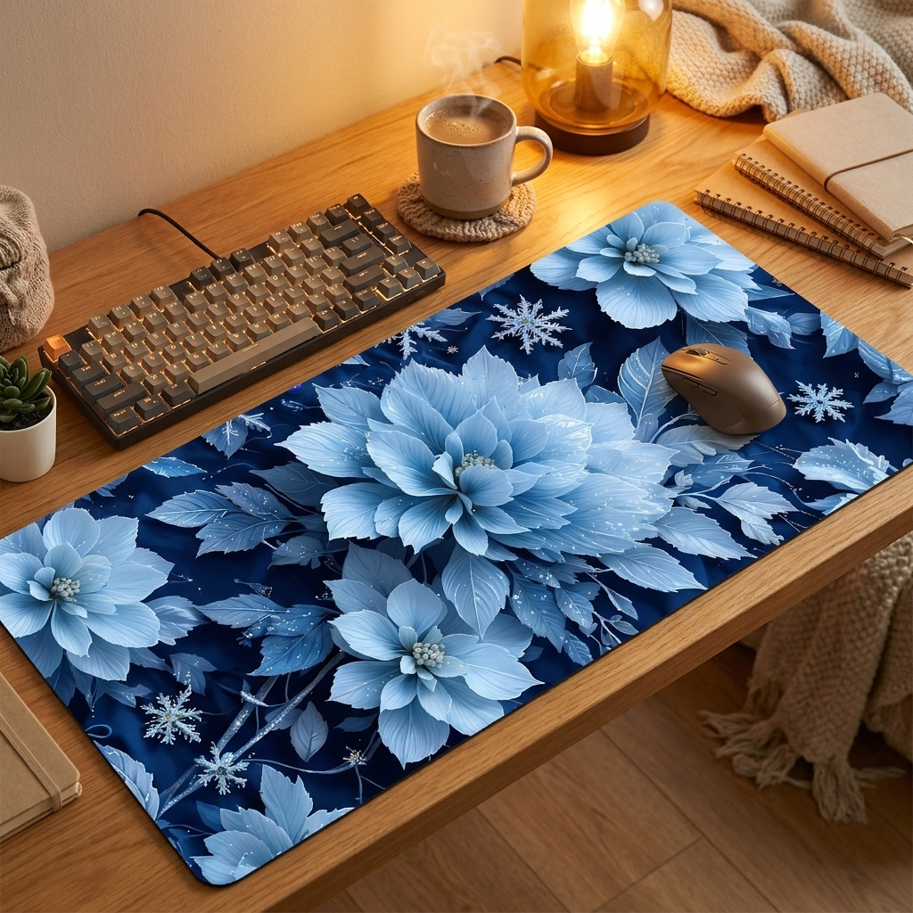 Botanical Green Floral Mouse Pad — warm cozy desk, style 9
