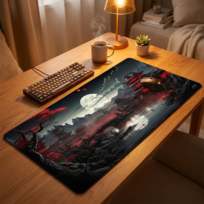 Night Moonlight Large Mouse Pad — warm cozy desk, style 2