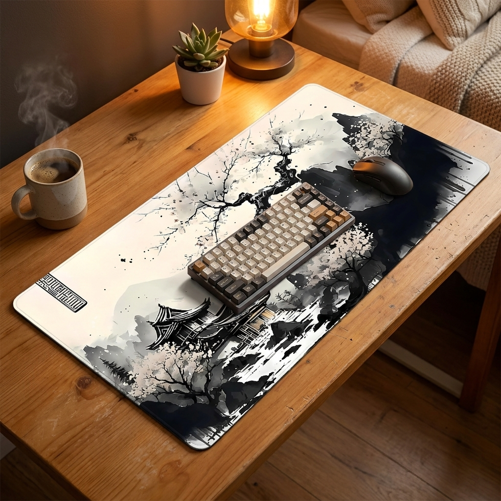 Night Moonlight Large Mouse Pad — warm cozy desk, style 4