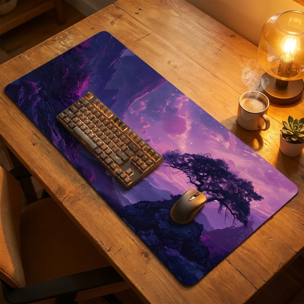 Night Moonlight Large Mouse Pad — warm cozy desk, style 6