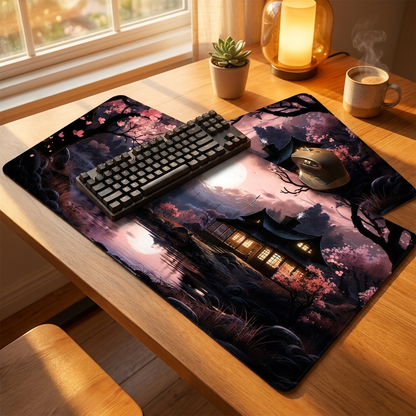 Night Moonlight Large Mouse Pad — warm cozy desk, style 7