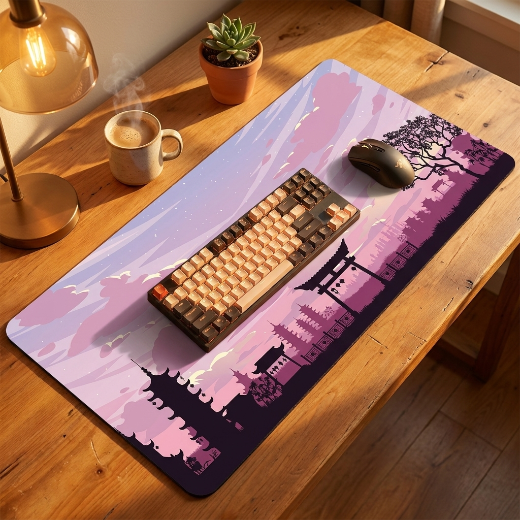 Night Moonlight Large Mouse Pad — warm cozy desk, style 11