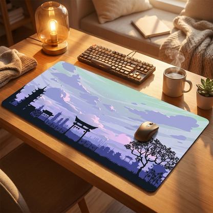Night Moonlight Large Mouse Pad — warm cozy desk, style 12