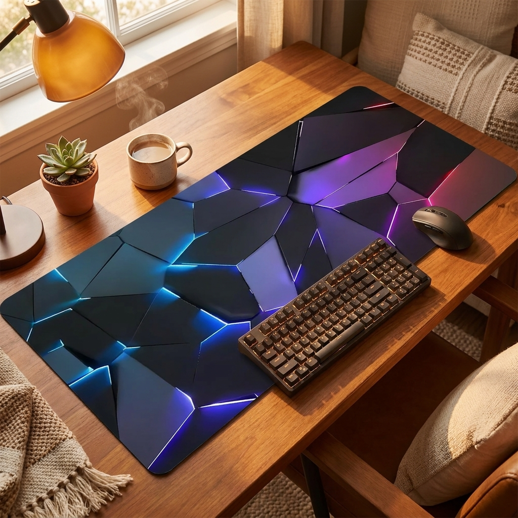 Large Gaming Hexagonal Geometric Mouse Pad — warm cozy desk, style 3