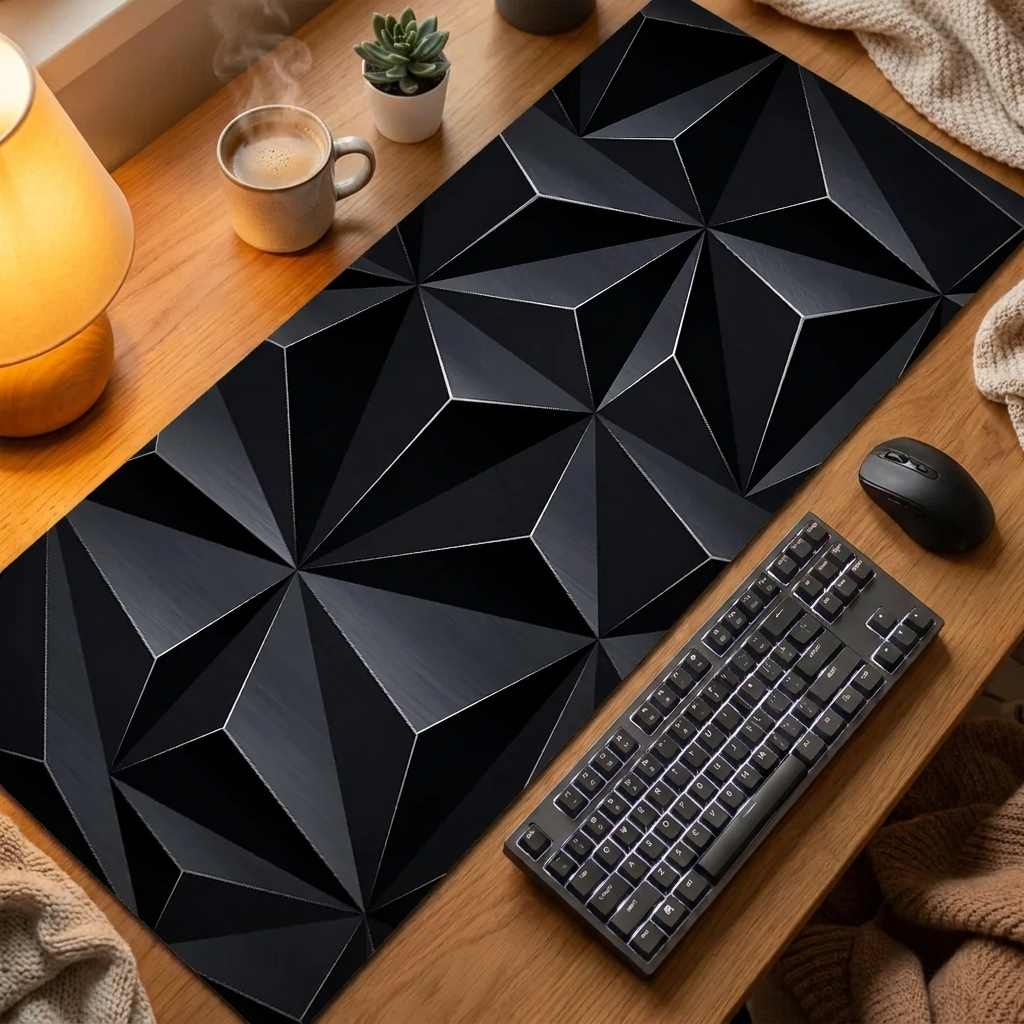 Large Gaming Hexagonal Geometric Mouse Pad — warm cozy desk, style 4
