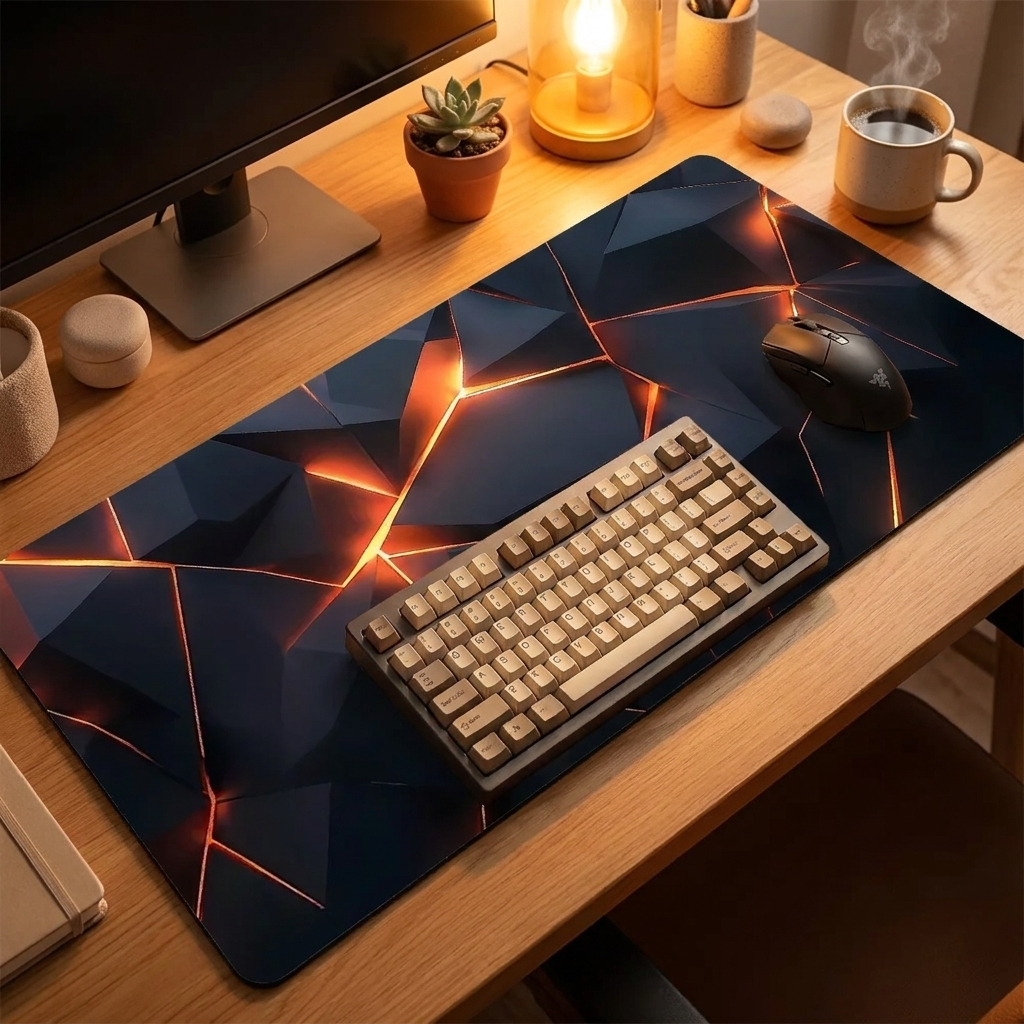 Large Gaming Hexagonal Geometric Mouse Pad — warm cozy desk, style 10