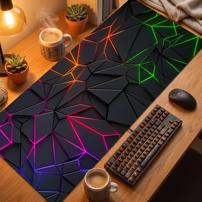 Large Gaming Hexagonal Geometric Mouse Pad Extended Battlefield Surface Speed-Tuned Cloth Top