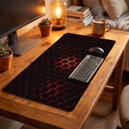 Large Gaming Hexagonal Geometric Mouse Pad Extended Battlefield Surface Speed-Tuned Cloth Top