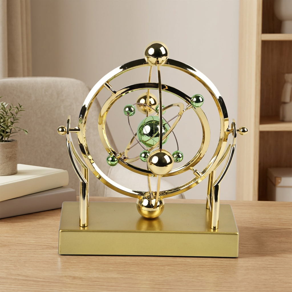 Celestial Orbit Kinetic Desk Sculpture - warm scene