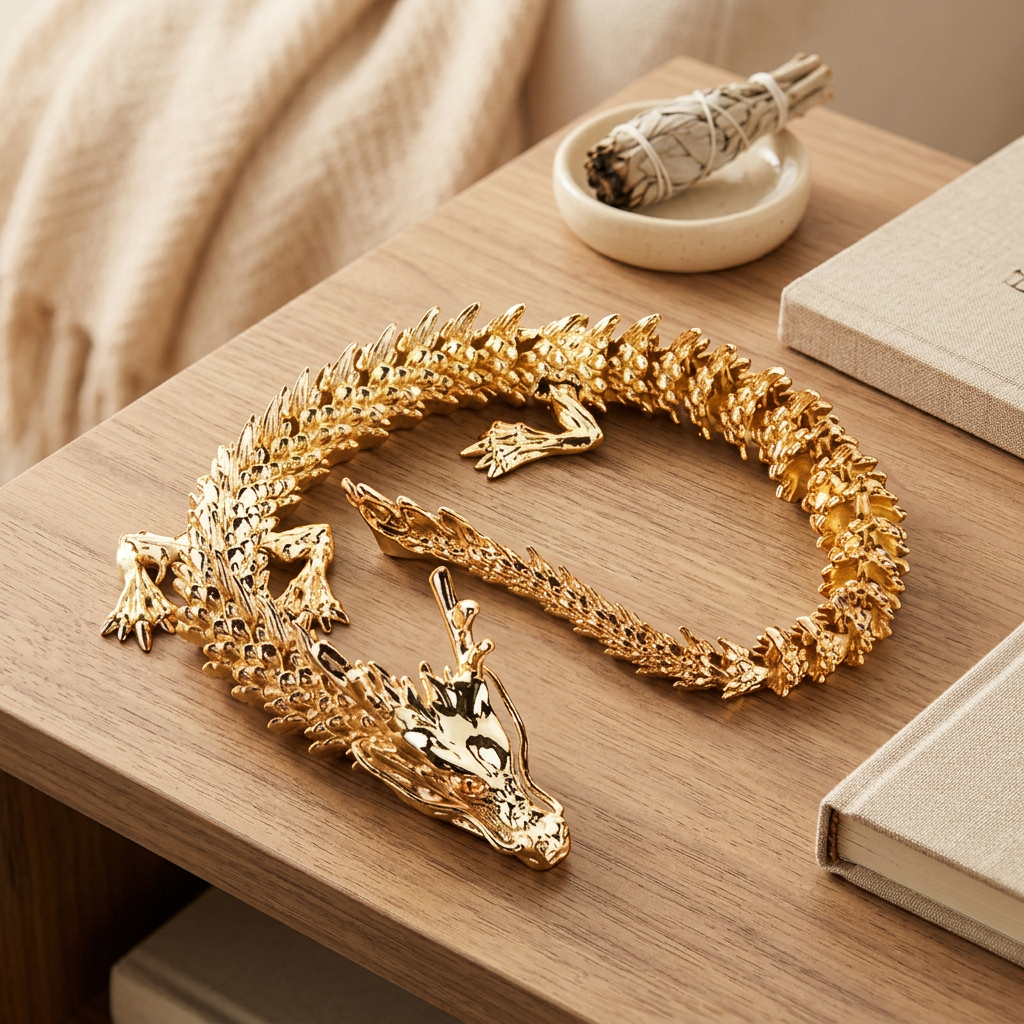 Golden Dragon Statue - warm scene