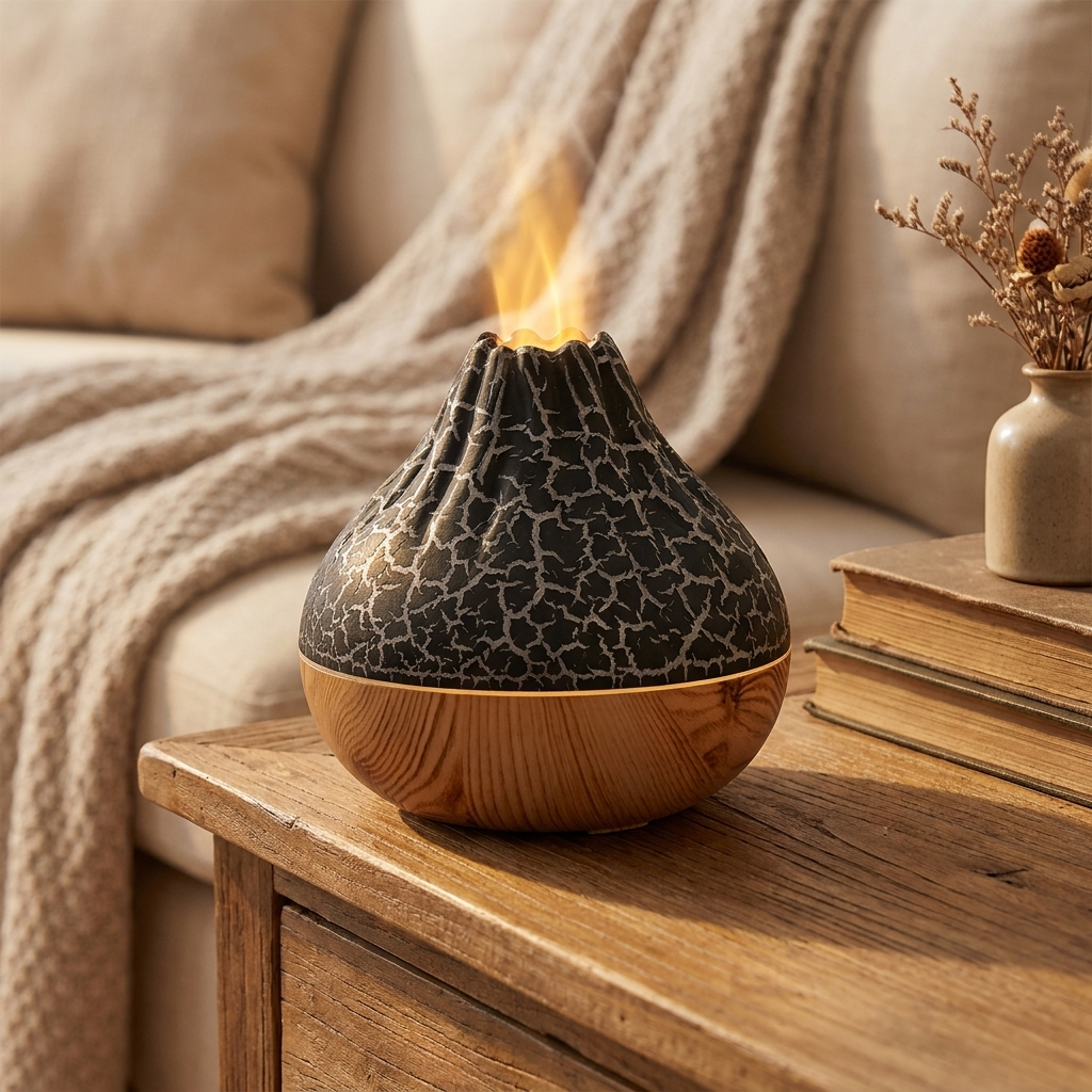 Volcano Diffuser - Black Crackle - warm scene