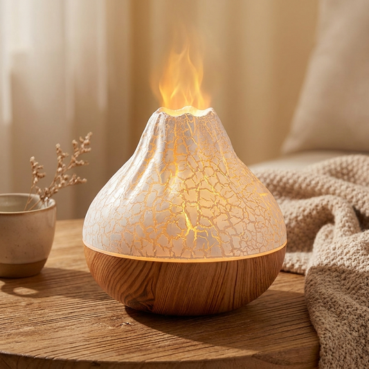 Volcano Diffuser - White Crackle - warm scene