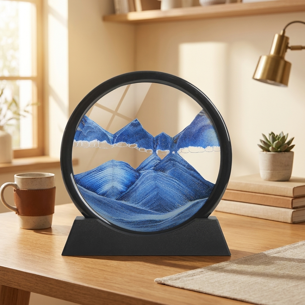 3D Sand Hourglass - Blue - warm scene