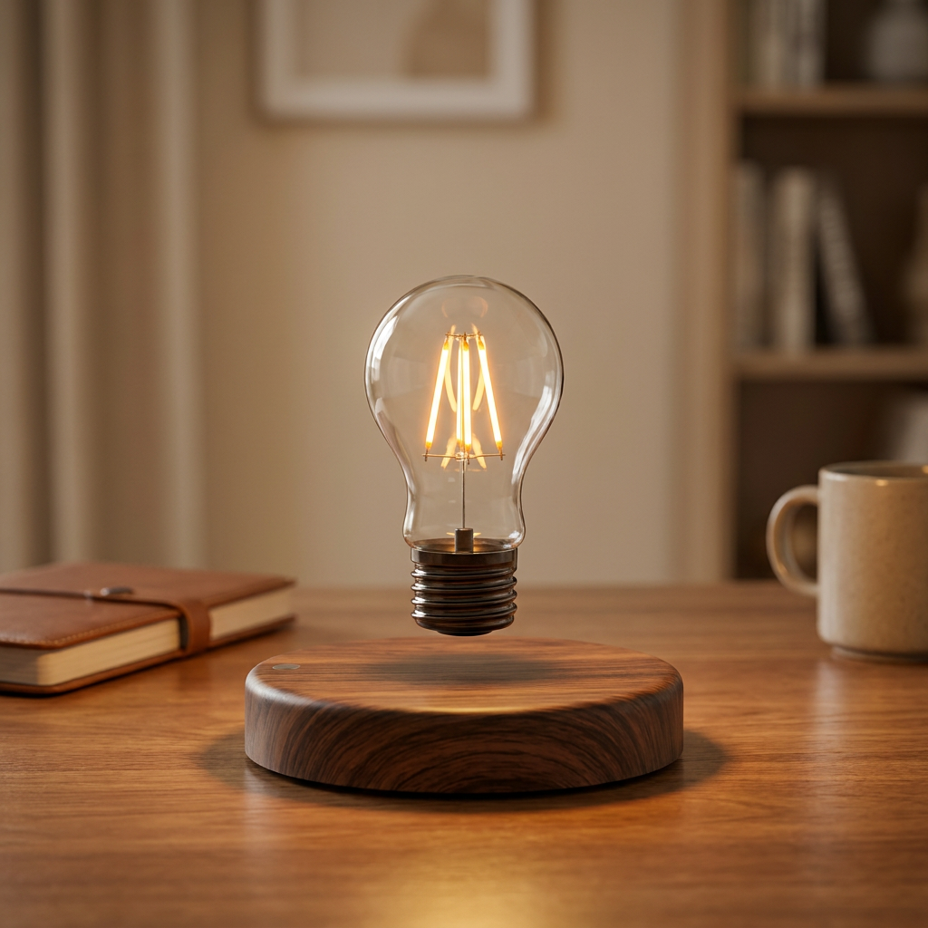 Magnetic Levitation Lamp - Circular chassis - warm scene