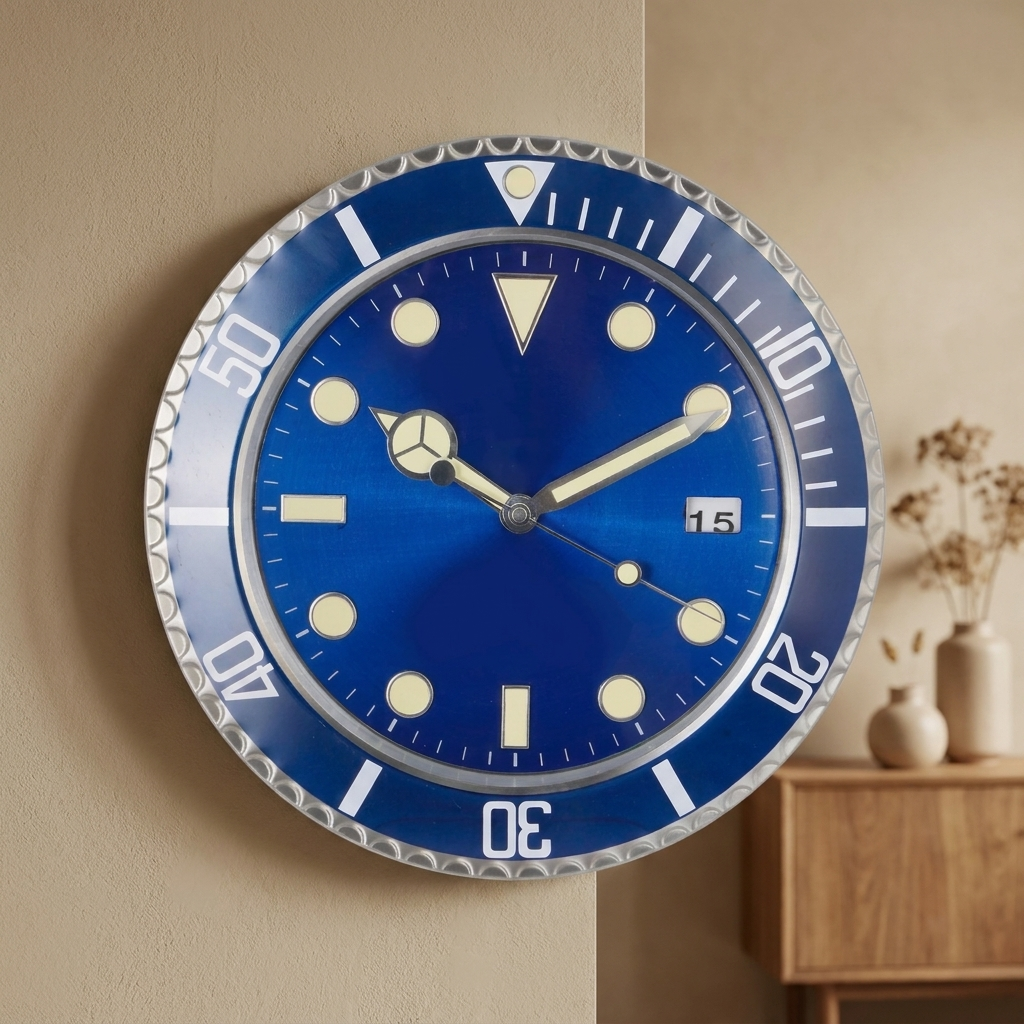 Sunburst Wall Clock - blue - warm scene
